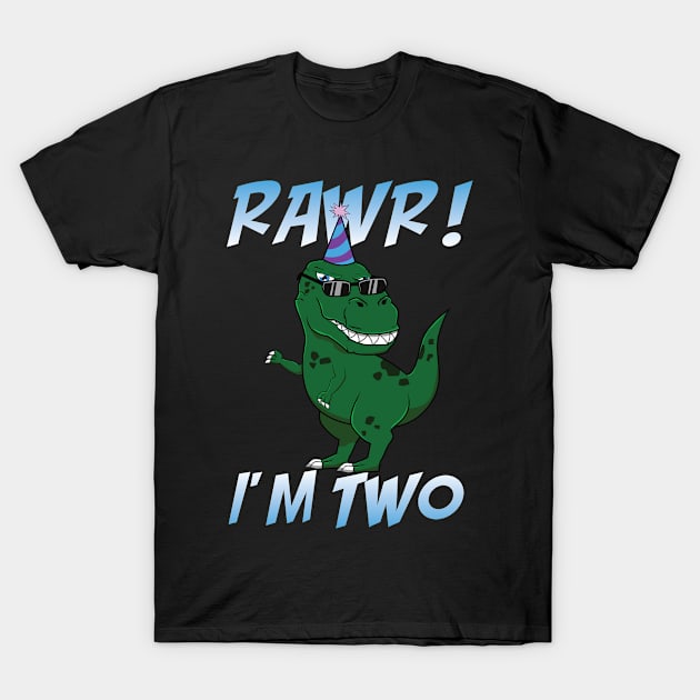 T-Rex Birthday Rawr I'm 2 Two Anniversary Funny Gift T-Shirt by jkshirts